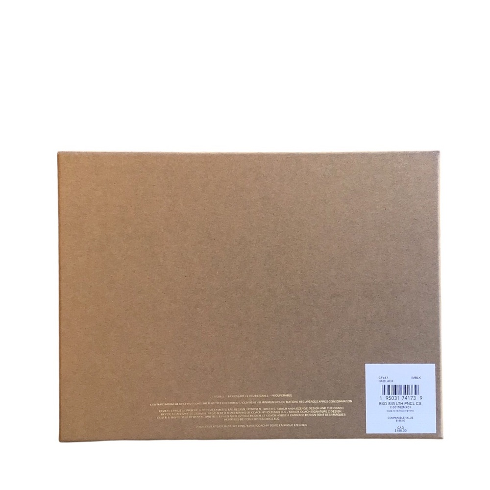 Coach Boxed Signature Leather Pencil Case Cardholder Black Embossed Set - Picture 4 of 8